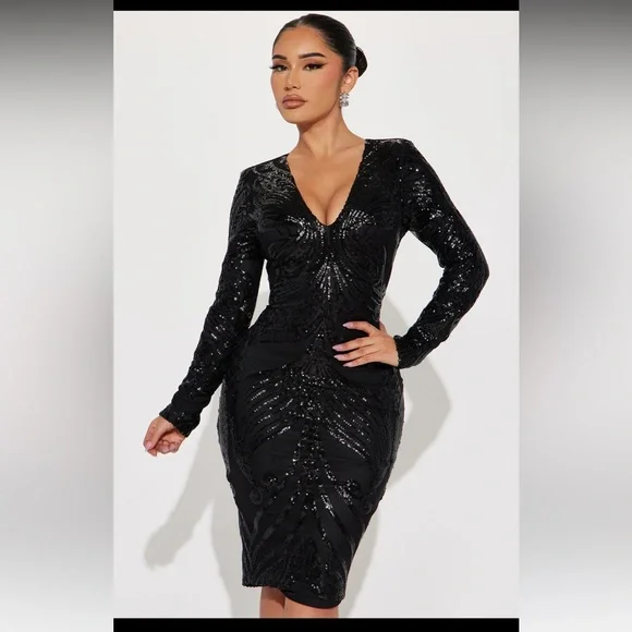 fashion nova sequin midi dress Serelle Sequin Midi Dress - Pink/combo